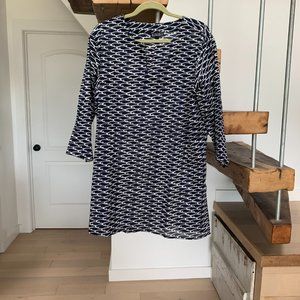 KiKiSol Women's Beach Coverup;  XXL; Navy blue & white